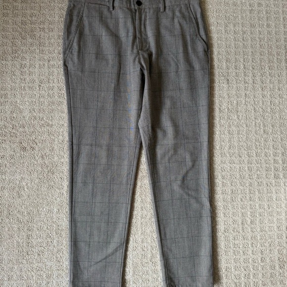 Zara men brown tan plaid stripe dress pants slacks trousers size 34 x 32 - Picture 1 of 3